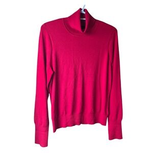 Express Women's Red Mock Neck Knit Sweater Long Sleeve Stretch Size M NWT